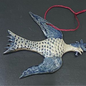 Vintage ROWE Pottery Stoneware Salt Glazed Bird Holiday Christmas Ornament